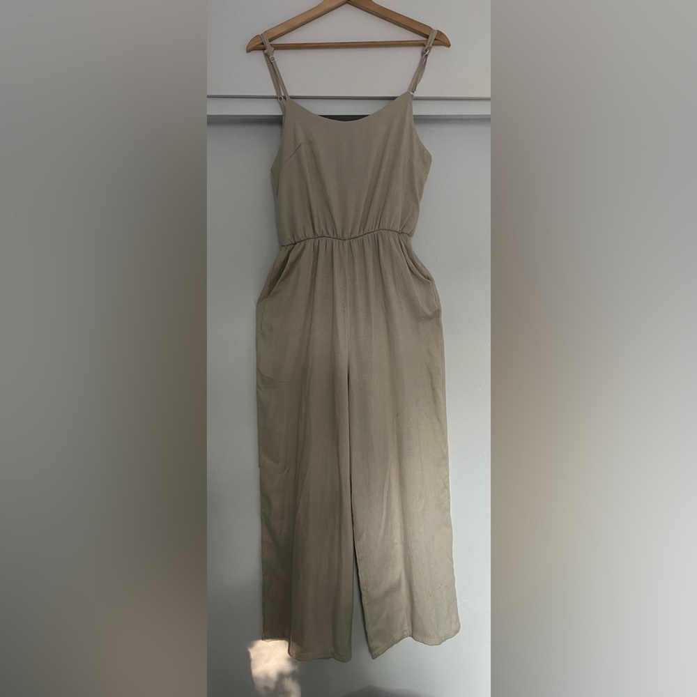 Beige linen jumpsuit